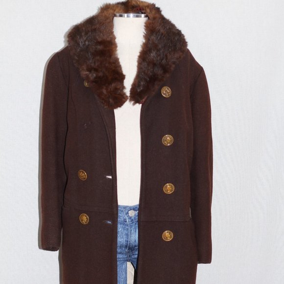 Roma XXVll Brown Fur Wool Coat - Picture 9 of 16